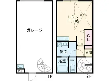 相生町ガレージAP(ワンルーム/1階)の間取り写真