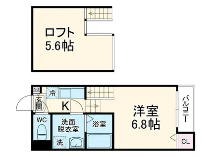 中小田井二丁目2B(1K/1階)の間取り写真