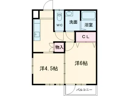 木曽西小林アパート(2K/1階)の間取り写真