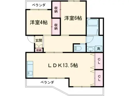 レジデンス中泉(2LDK/3階)の間取り写真