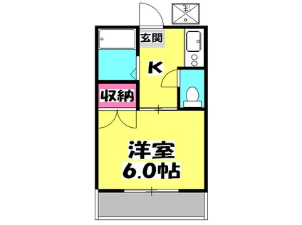 第一田辺コーポ(1K/2階)の間取り写真