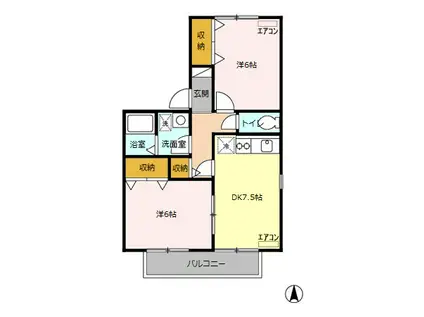 セーラム仙波(2DK/1階)の間取り写真