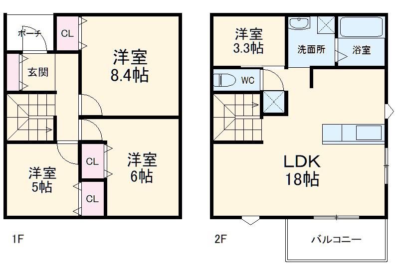 ガイドウエイ志段味 川宮駅 徒歩7分 2階建 築6年(3SLDK)の間取り写真