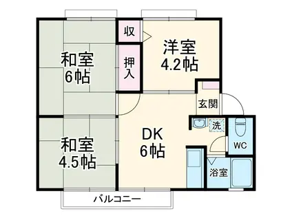メゾンコージⅡ(3DK/2階)の間取り写真