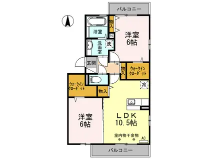 ボナール・K(2LDK/2階)の間取り写真