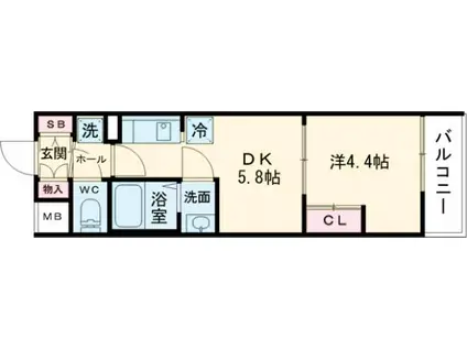 MIND UMEJIMA(1DK/3階)の間取り写真