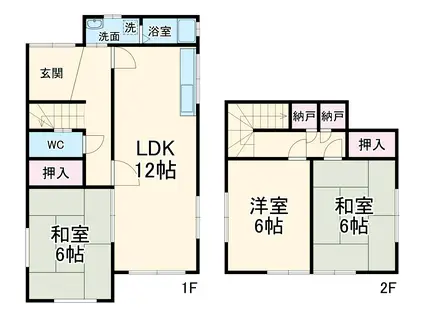 高崎線 桶川駅 徒歩28分 2階建 築42年(3LDK)の間取り写真