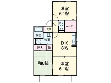 ヴィラエテルノ(3DK/2階)の間取り写真