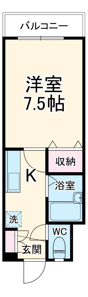 オークランドY.K(1K/3階)の間取り写真