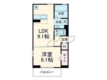 ハイグレース相生(1LDK/3階)の間取り写真