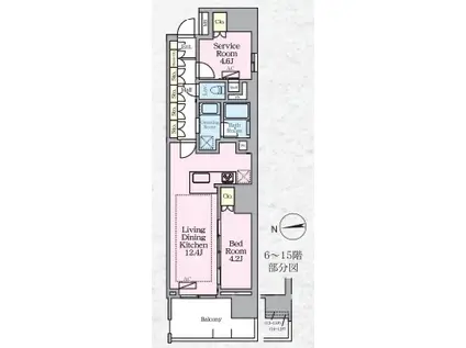 LUXENA八王子寺町(1SLDK/4階)の間取り写真