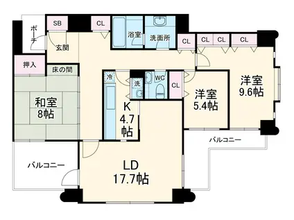 ハイランドコート錦(3LDK/3階)の間取り写真