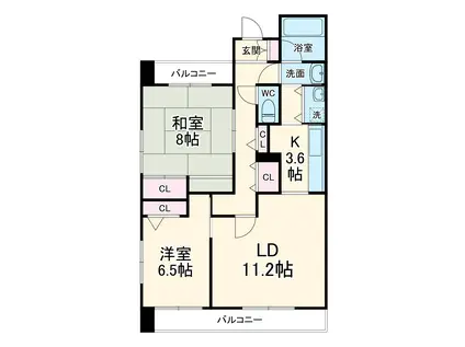 ハイランドコート錦(2LDK/4階)の間取り写真