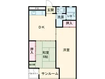 常磐第二ビル(2DK/7階)の間取り写真