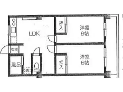 仙波長徳共同ハイツ(2LDK/1階)の間取り写真