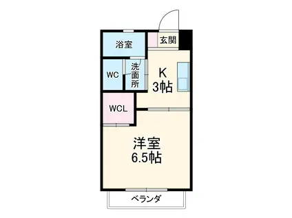 ボナールⅡ(1K/1階)の間取り写真