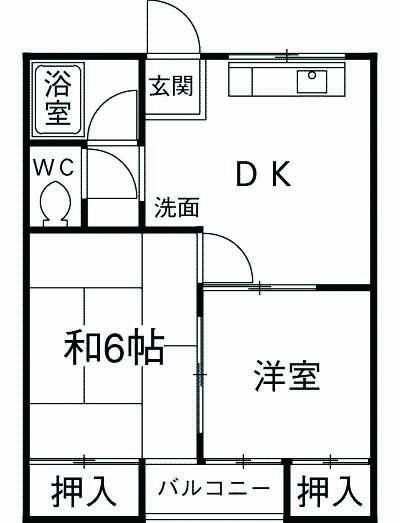 カイザ20(2DK/1階)の間取り写真