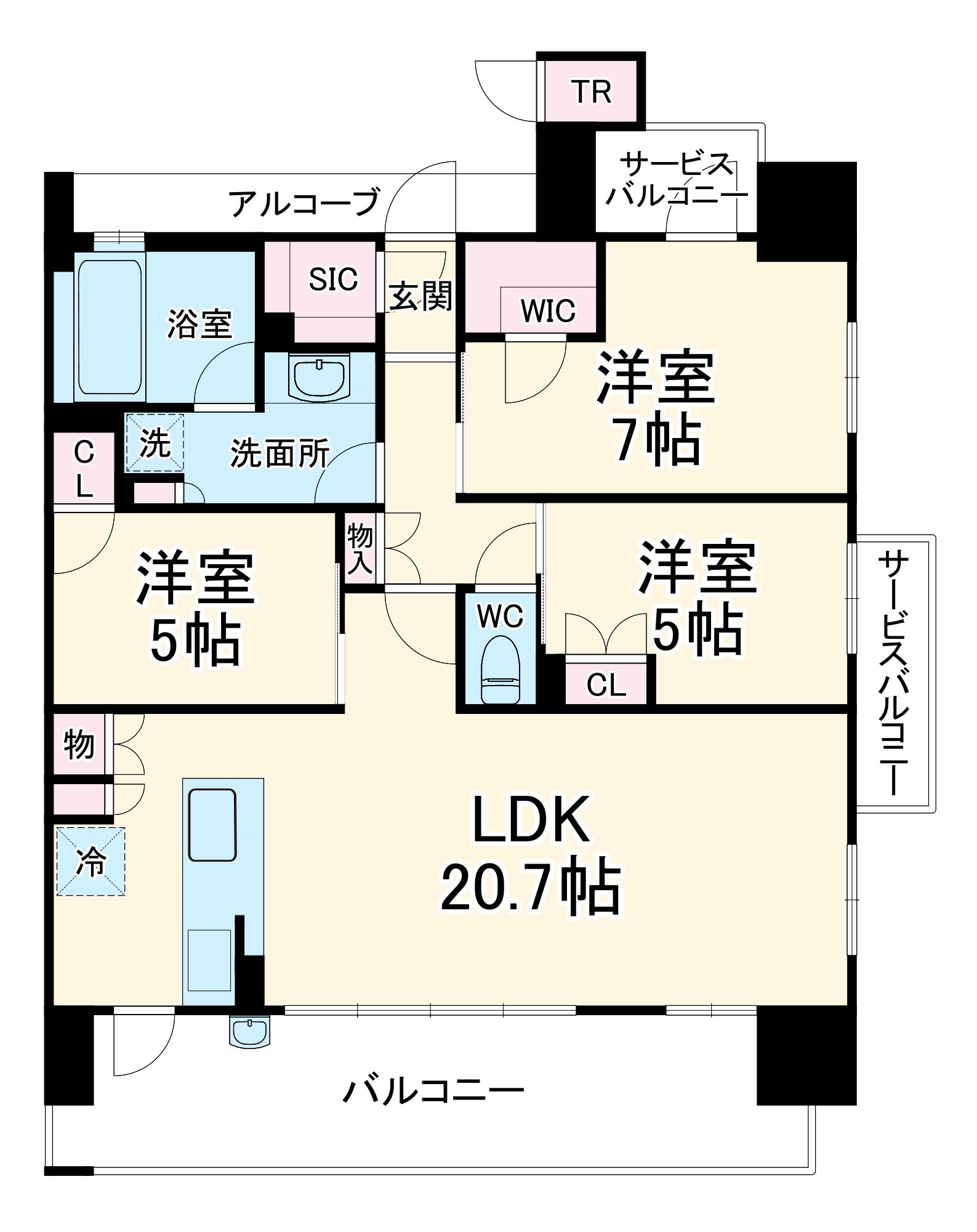 ローレルコート一宮本町(3LDK/11階)の間取り写真