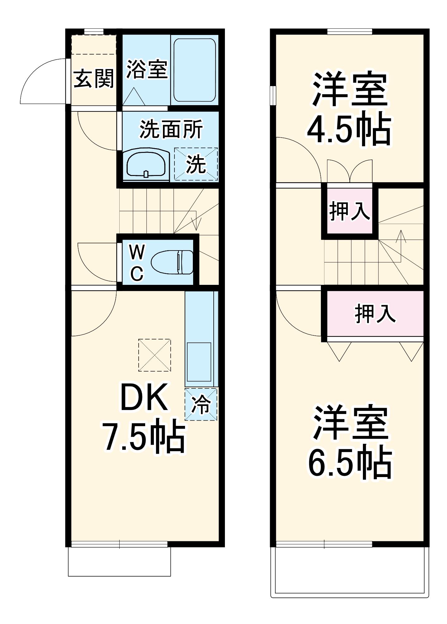 DUPLEX国王530(2DK)の間取り写真