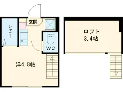 ハーモニーテラス平井3(ワンルーム/2階)の間取り写真