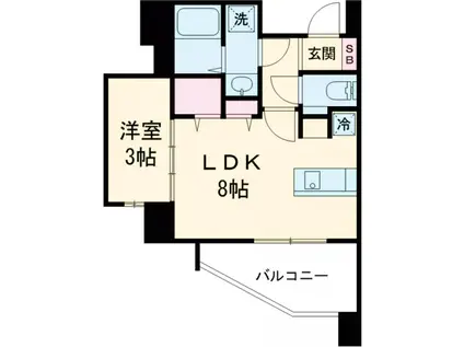 CASA VISTA ASATO(1LDK/11階)の間取り写真