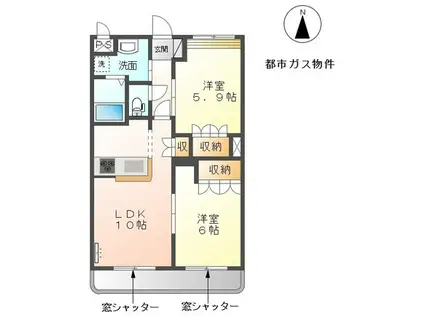 プレジア(2LDK/1階)の間取り写真