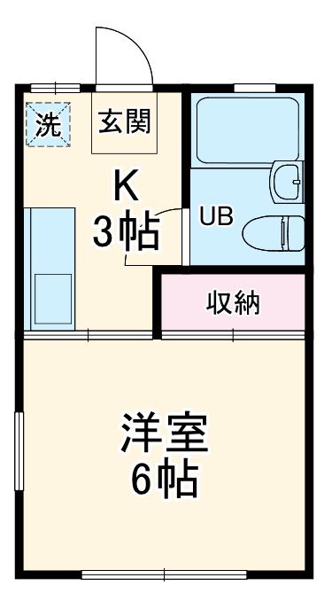 スペリオール平潟Ⅱ(1K/2階)の間取り写真