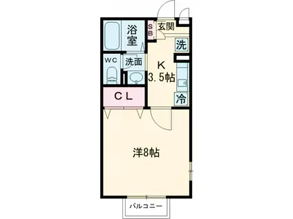 ウィンブルーム高尾(1K/2階)の間取り写真