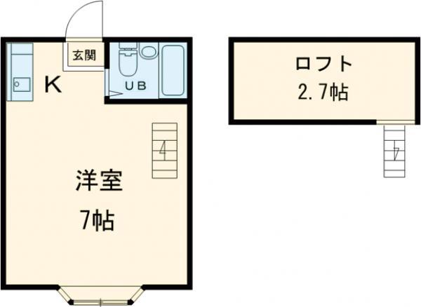 ヴィラ桜ヶ丘(ワンルーム/1階)の間取り写真