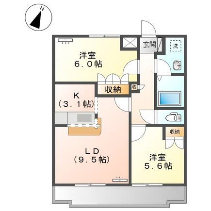 パワーピーチ(2LDK/2階)の間取り写真