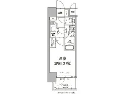 エスリード大阪デュアルゲート(1K/2階)の間取り写真