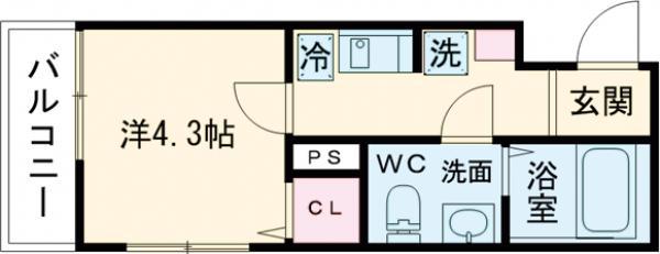 メルディア北綾瀬2(1K/4階)の間取り写真