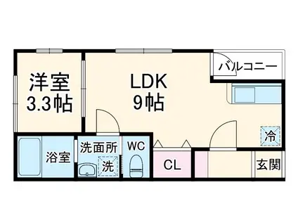 朝風のノーブル(1LDK/1階)の間取り写真