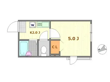 ノーザンロード江北(1K/2階)の間取り写真