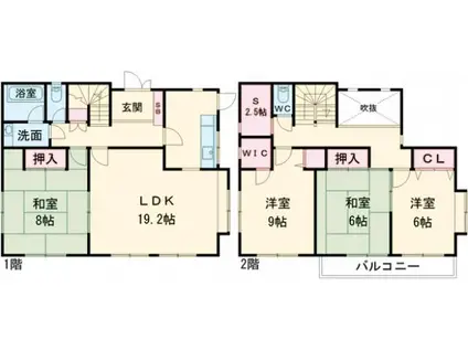 小田急電鉄小田原線 鶴川駅 バス乗車時間：9分 三輪中央公園前バス停で下車 徒歩3分 2階建 築32年(4SLDK)の間取り写真