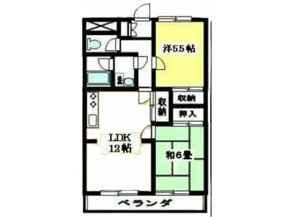 クレベールハイツ(2LDK/5階)の間取り写真