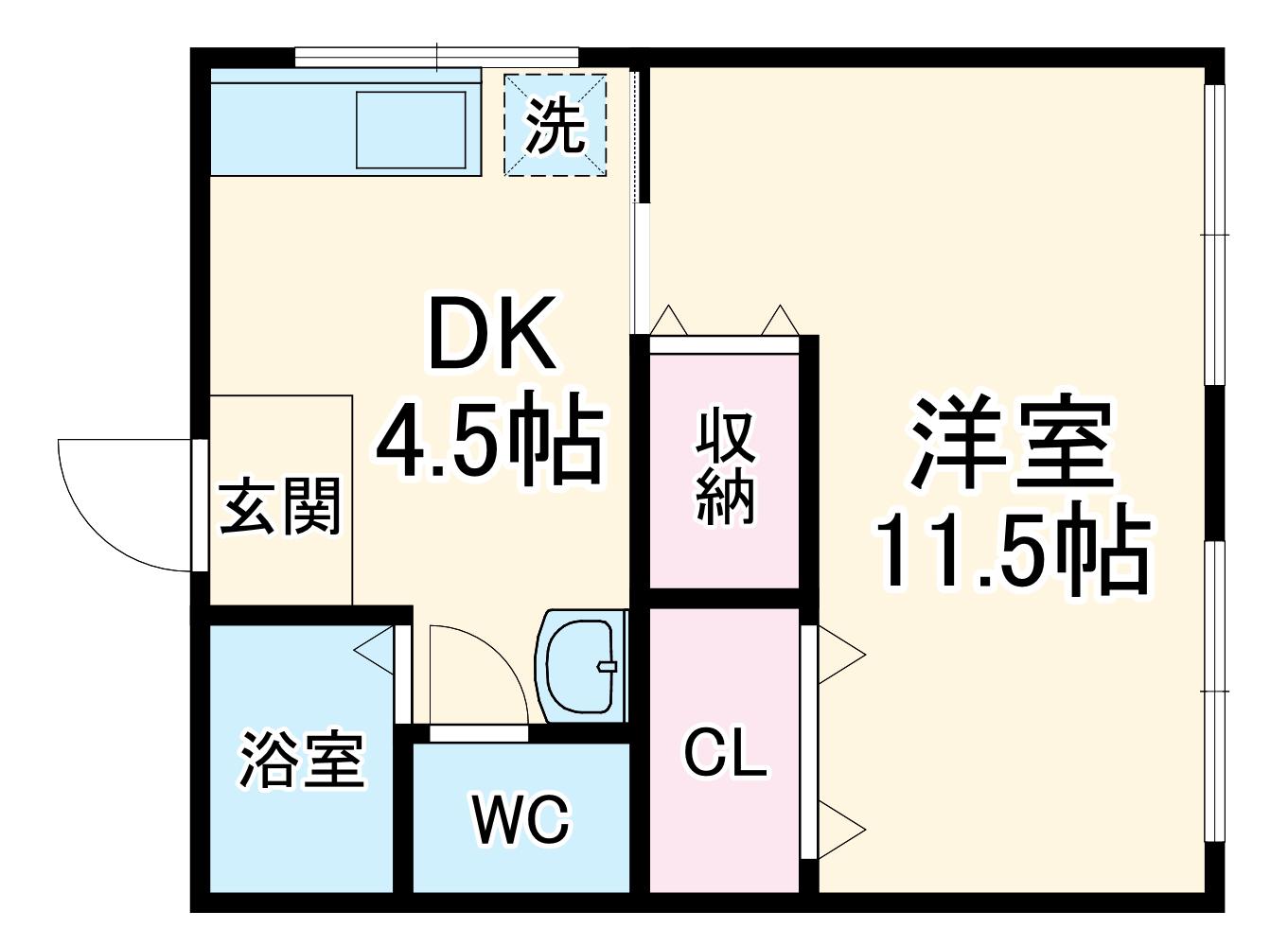 新明荘(1DK/2階)の間取り写真
