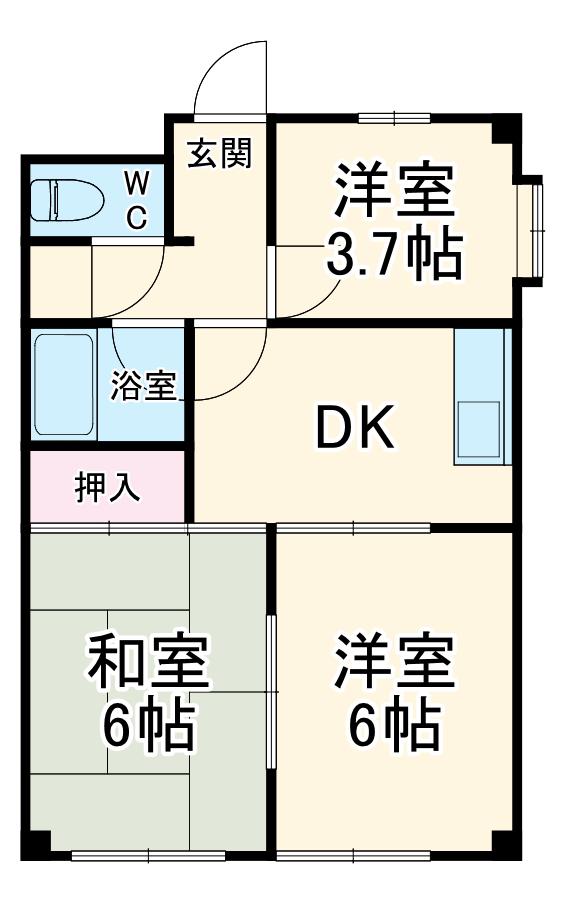 プレジール宝南(3DK/3階)の間取り写真
