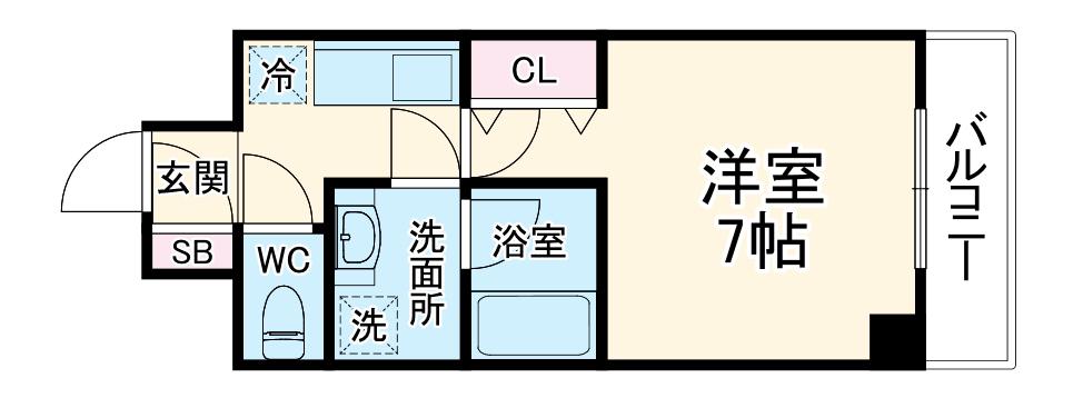 ループ北町(1K/8階)の間取り写真