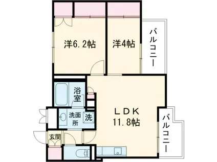 MOCXION杉並下井草(2LDK/3階)の間取り写真