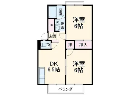 メゾネットセピア(2DK/1階)の間取り写真