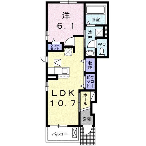 エテルノ Ⅳ(1LDK/1階)の間取り写真