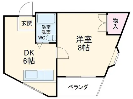 ヤマキエステートⅡ(1K/2階)の間取り写真