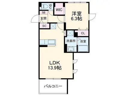 グランリーオ(1LDK/3階)の間取り写真