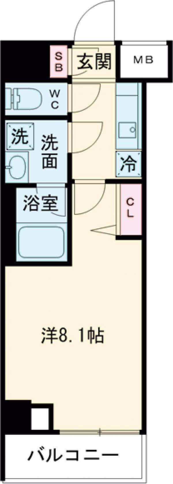 クレヴィスタ綾瀬Ⅲ(1K/8階)の間取り写真