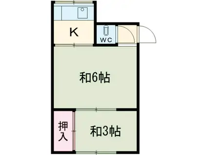 齊藤荘(2K/2階)の間取り写真