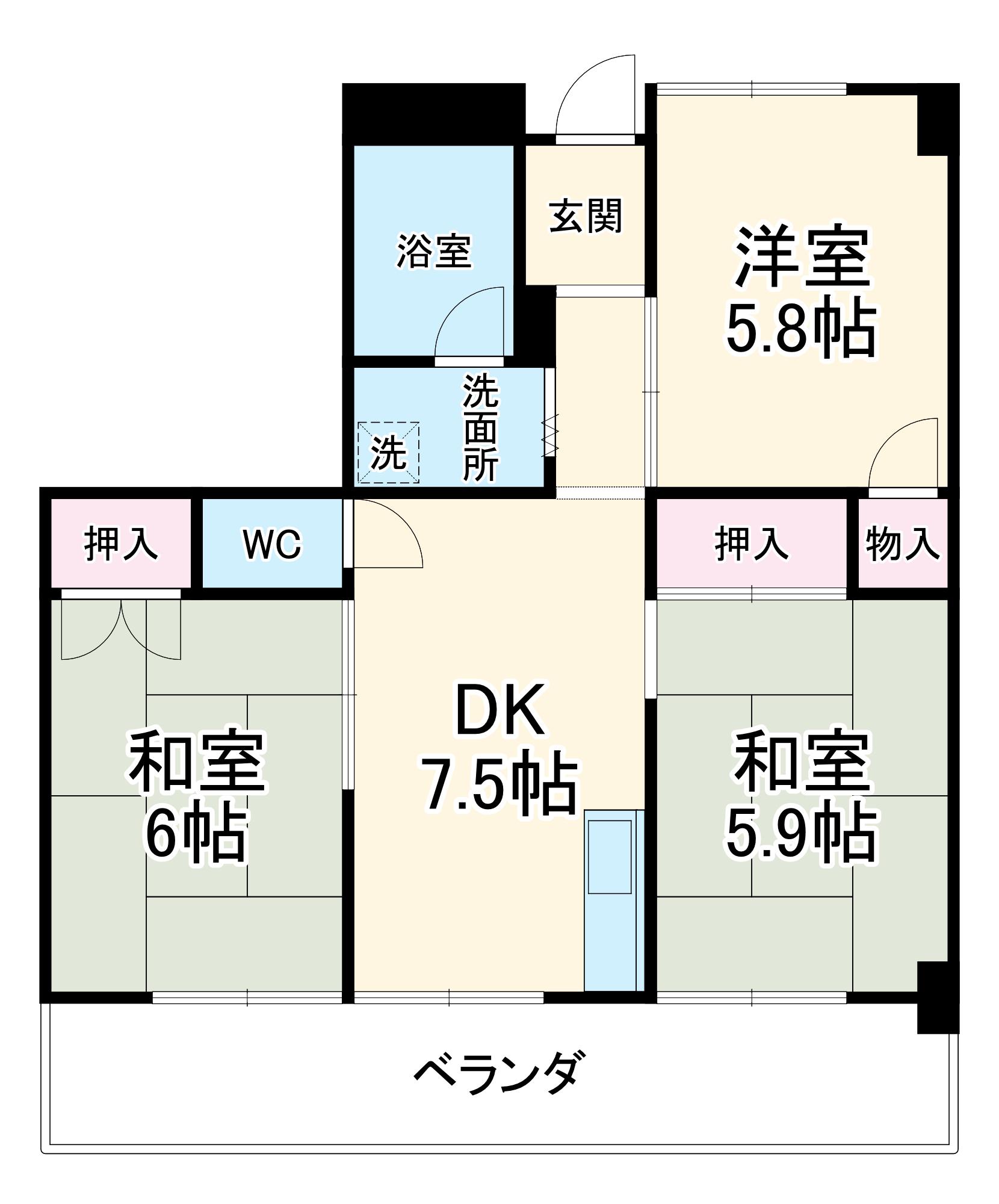 ヤスイマンション(3DK/2階)の間取り写真