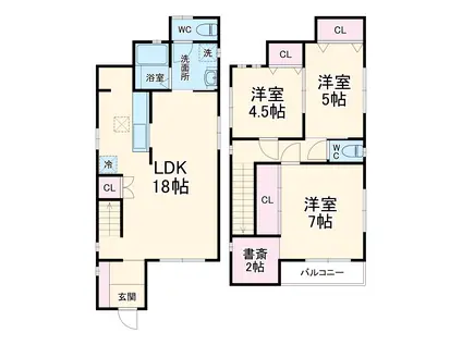 武蔵野線 東浦和駅 徒歩18分 2階建 築2年(3LDK)の間取り写真