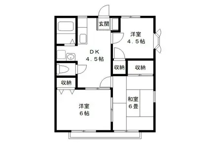 サンライズC(3K/1階)の間取り写真