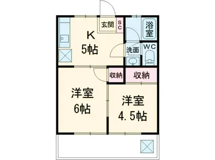 コーポ羽根沢(2K/2階)の間取り写真